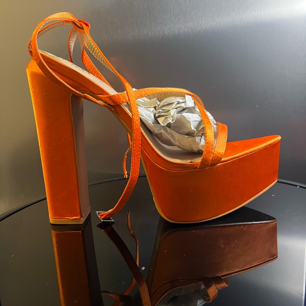 Orange Platform Heels